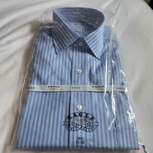 NWT - Eagle Cotton Blue & White Stripe Dress Shirt - Size Large